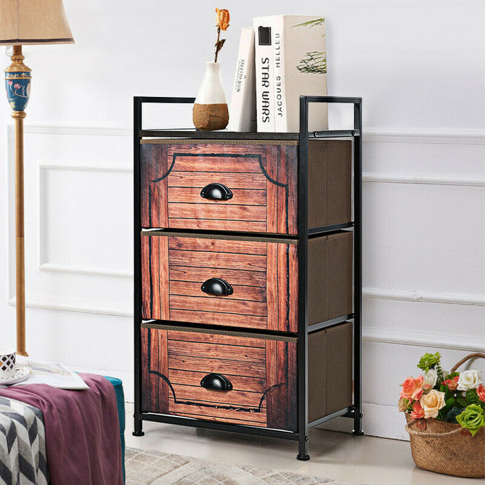 3 Drawer Fabric Dresser Storage Tower Nightstand Davis Bargains