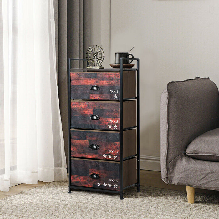 4 Drawer Fabric Dresser Storage Tower Nightstand Davis Bargains