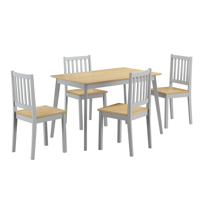 5 Pcs Mid Century Modern Dining Table Set 4 Chairs W Wood Legs