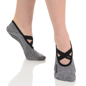 Best Pilates Ballet Grip Sock Double Wrap Black/White - Great Soles