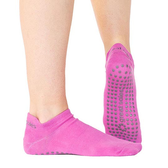 Keira Leopard Grip Sock - Pink/Black - Great Soles