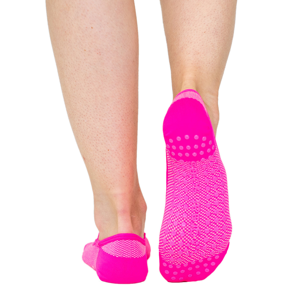 Breathable Neon Pink Mesh Grip Sock for Pilates Barre Yoga Dance Workout -  Great Soles