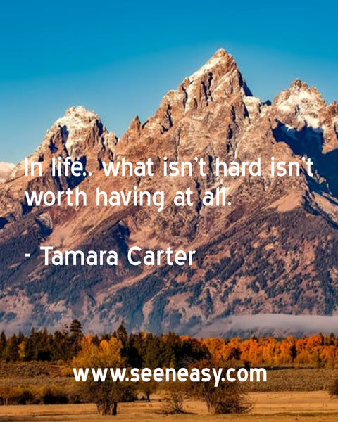 In life.. what isn’t hard isn’t worth having at all. Tamara Carter