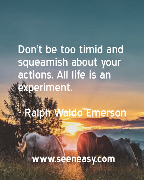 Don’t be too timid and squeamish about your actions. All life is an experiment. Ralph Waldo Emerson