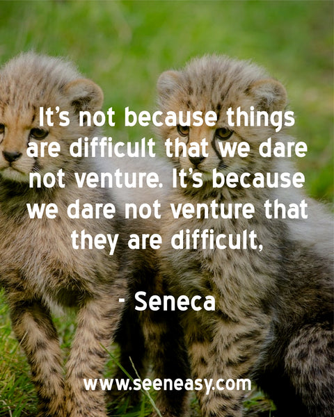 It’s not because things are difficult that we dare not venture. It’s because we dare not venture that they are difficult. Seneca