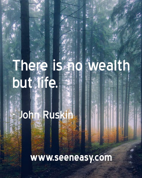 There is no wealth but life. John Ruskin