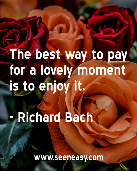 The best way to pay for a lovely moment is to enjoy it. Richard Bach