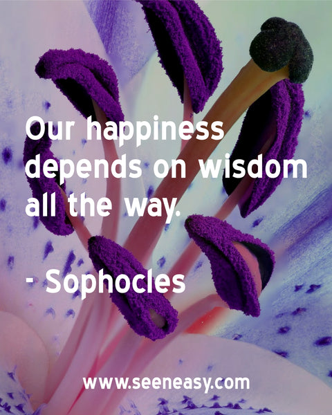 Our happiness depends on wisdom all the way. Sophocles