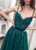 Green Tulle Beads Long Sweetheart Neck Prom Dress PDA442 | ballgownbridal