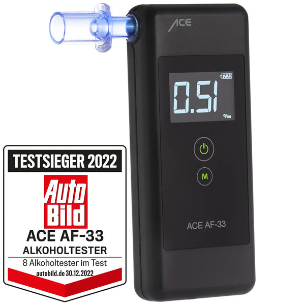 Alkomat ACE A mit elektrochemischem Sensor und LCD Display + 25 Mundst