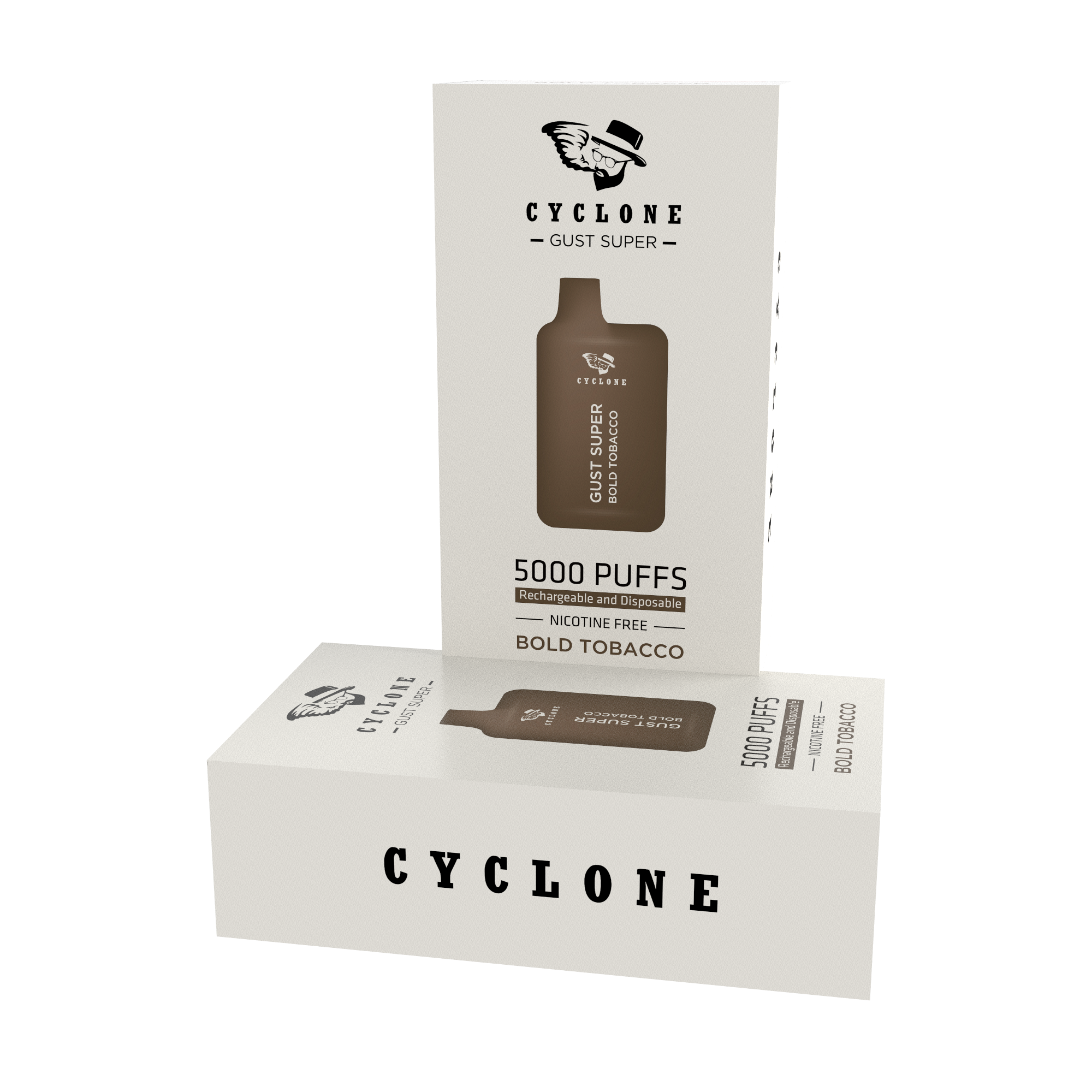 %3 CYCLONE GUST SUPER o2 o 1 P v a 8 O a 5000 PUFFS NICOTINE FREE BOLD TOBACCO T e y 