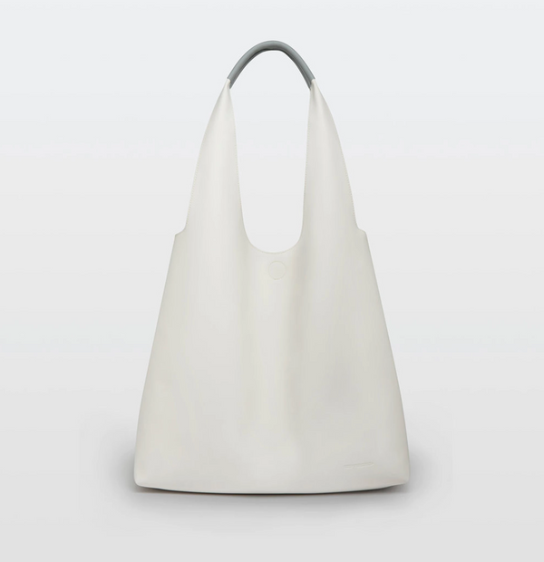 White AVA Shopping Tote Bag - White Designer Handbags