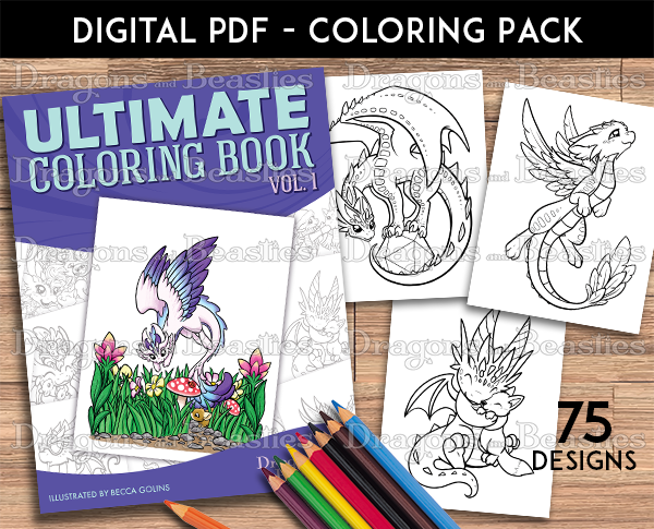 Dinos Dragons Diggers and Dogs Mini Coloring Book – A Brighter Year