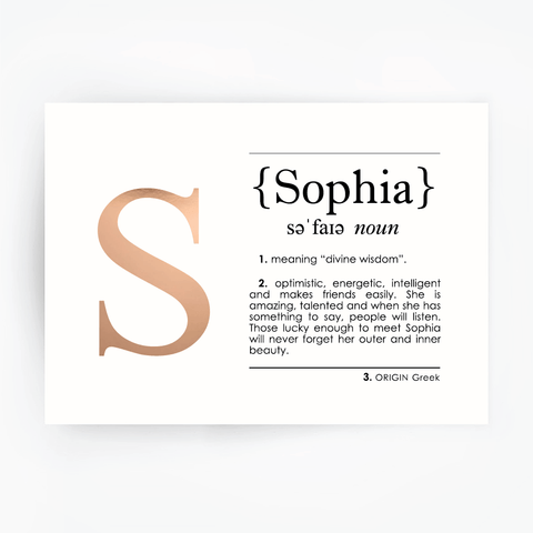 Name Definition Art Print Sophia Customise Any Name The Artisan Gift Co