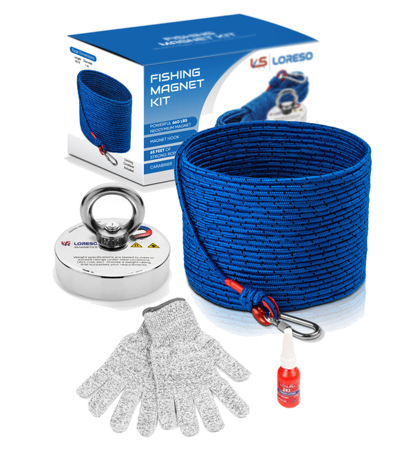 Fishing Magnet Kit - 1200 lbs Fishing Magnet, Rope and Carabiner