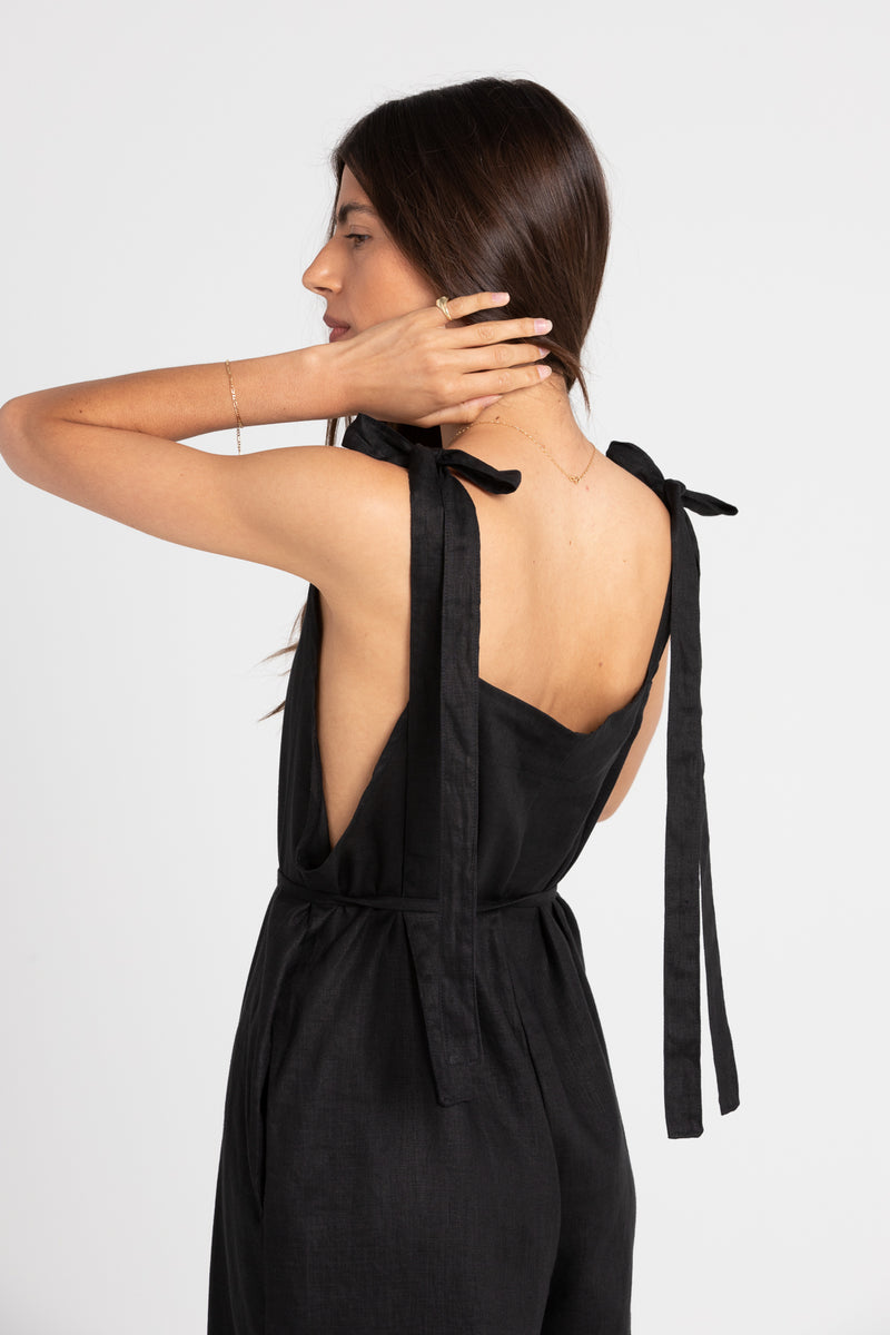 BLACK CROPPED JUMPSUIT - Fashion Jackson