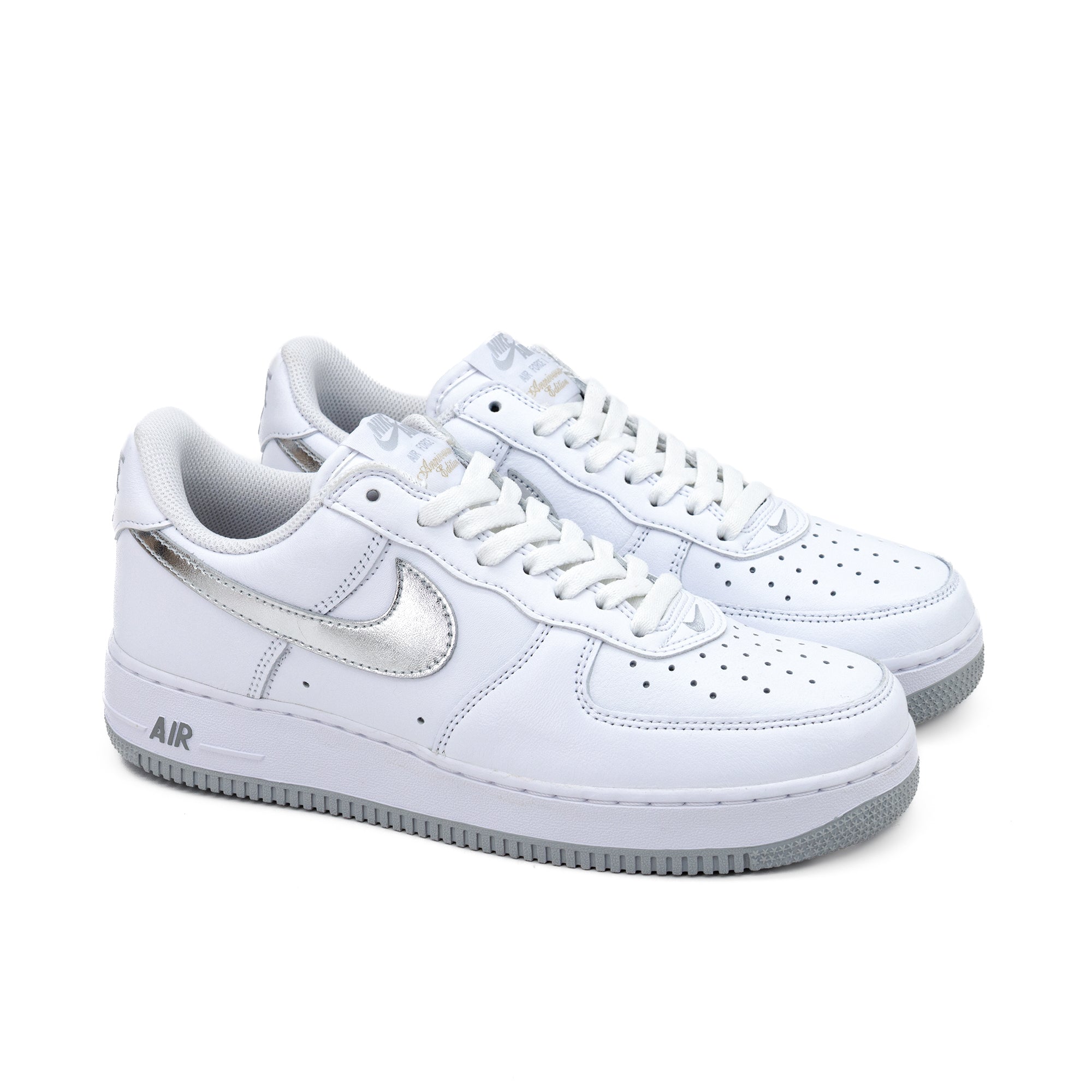 white and silver nike air force