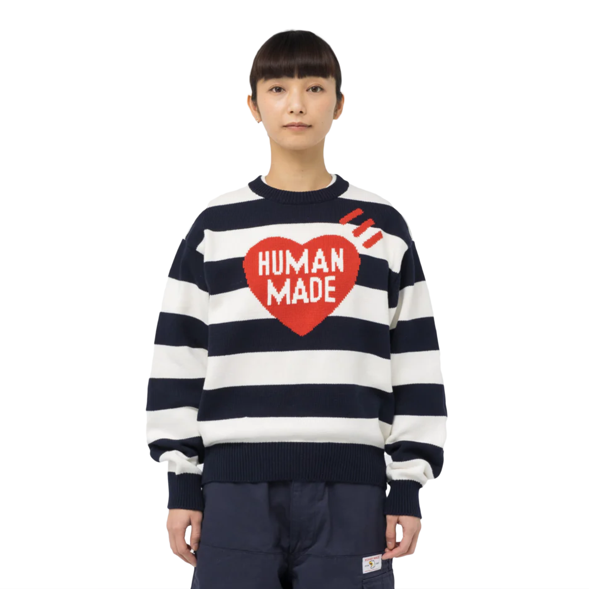 メーカー公式 HUMAN MADE STRIPED HEART KNIT SWEATER L