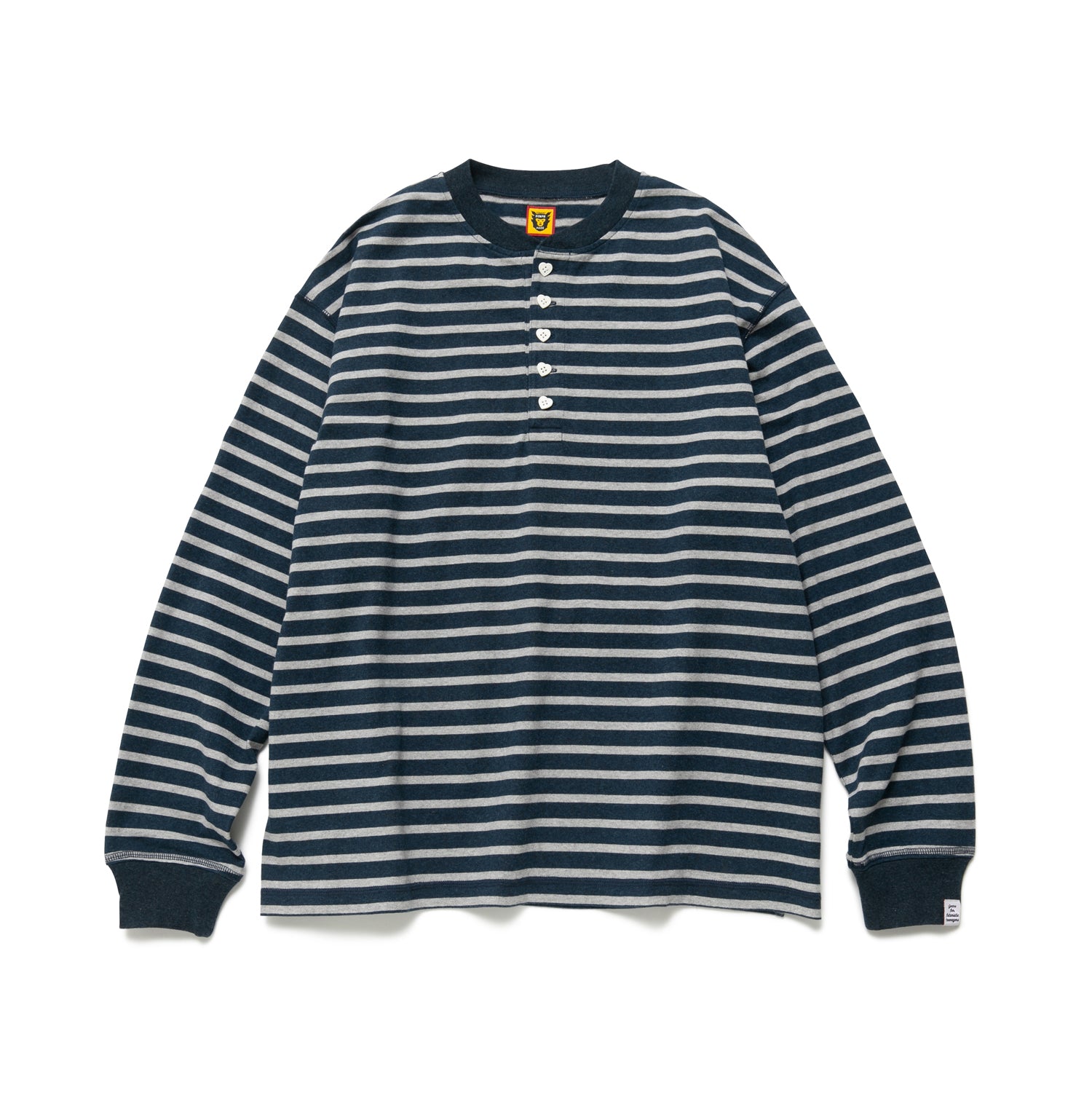 Human Made Striped Henley L/S Tee Navy/Grey HM24CS014 – Laced