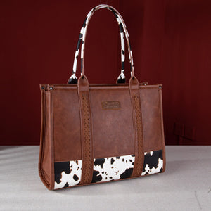 Wrangler Cow Print Concealed Carry Wide Tote - Rockin R Western Store LLC