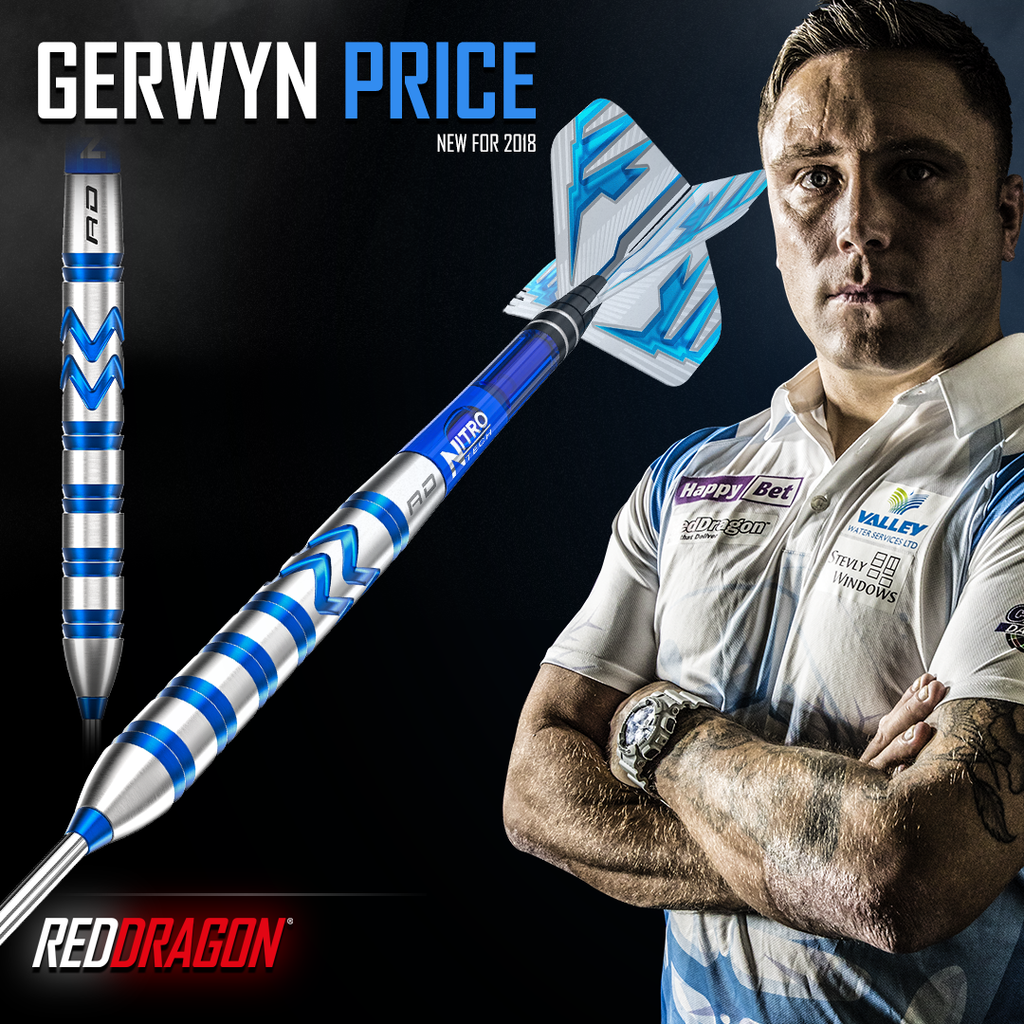 Red Dragon Gerwyn Price Darts Blue Razor Grip 24g