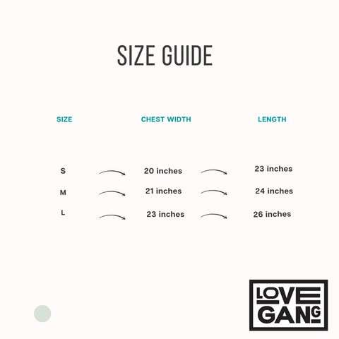 size guide bamboo tees
