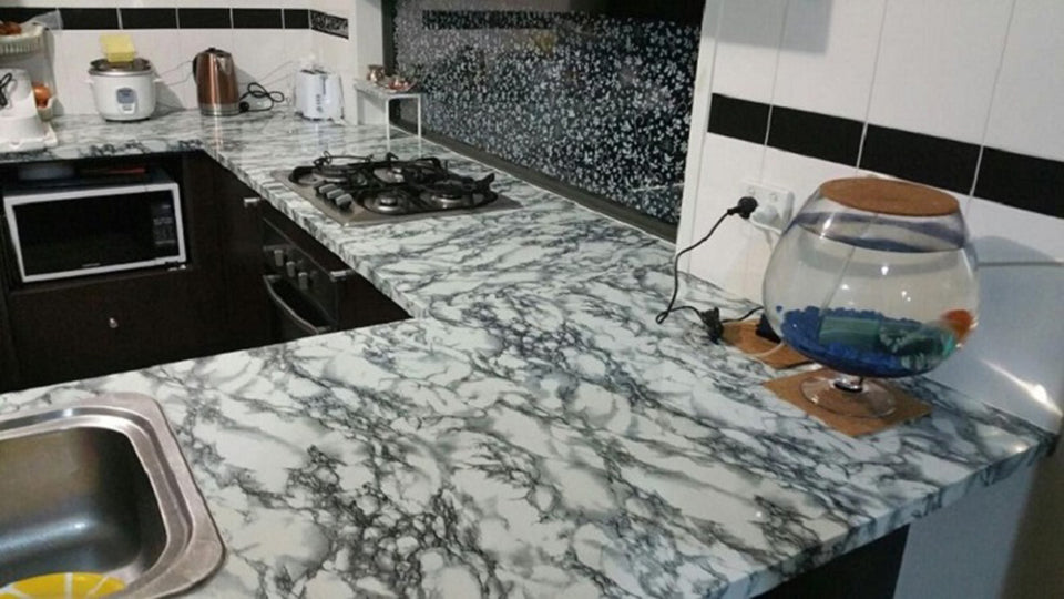 10m Pvc Marble Mural Self Adhesive Wallpaper Roll Bathroom Kitchen