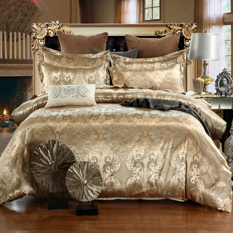 2018 New Jacquard Bedlinen Queen King Size Duvet Cover Set Silk