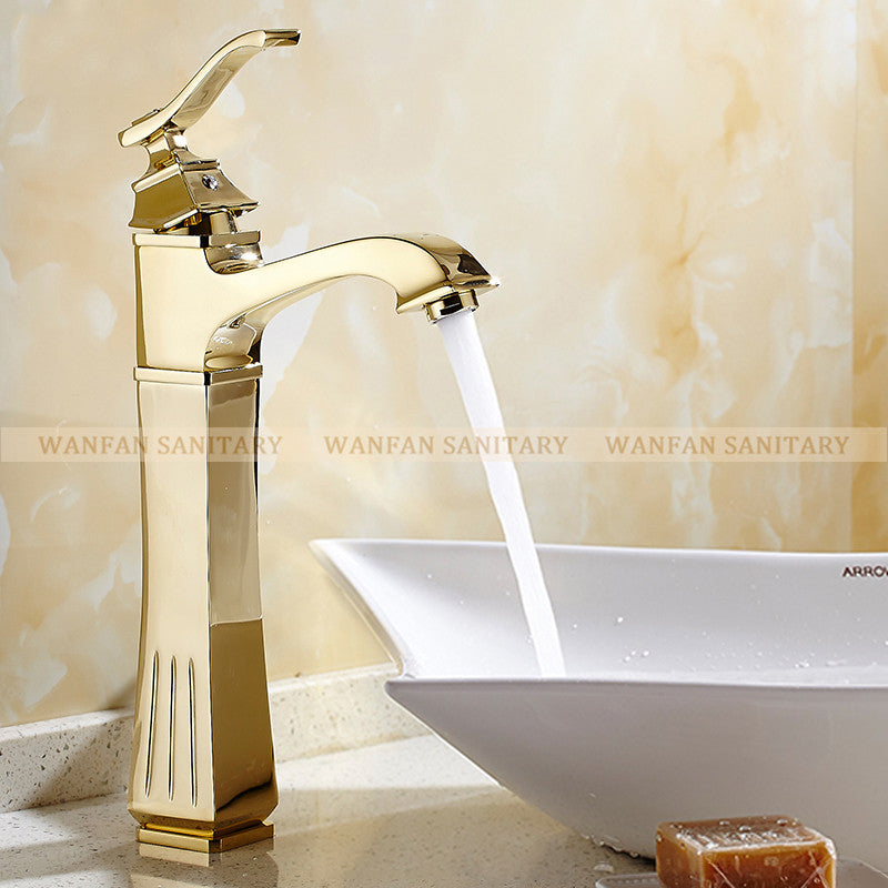 Basin Faucets Antique Brass Gold Color Faucet Tall Bathroom Faucet