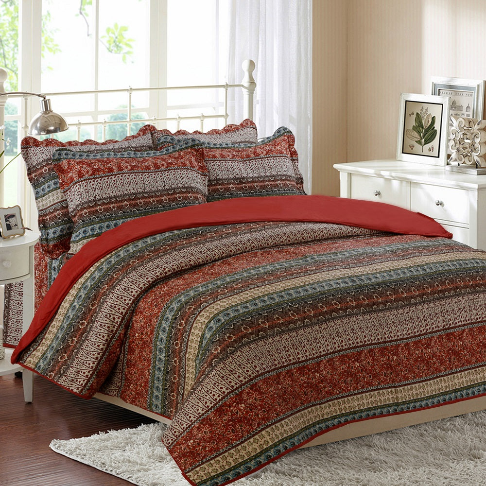 Chausub Vintage Print Quilt Set 3pcs 4pcs Cotton Coverlet Set