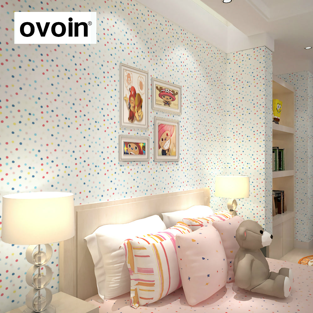 Color Polka Dots Children Wallpaper Girls Bedroom Wall Paper Roll Boy Kids Wallpapers For Baby Room