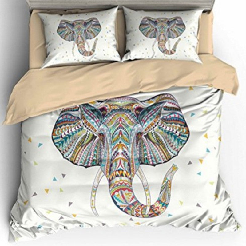 Fanaijia Elephant Bedding Set Bohemian Print Duvet Cover Set With