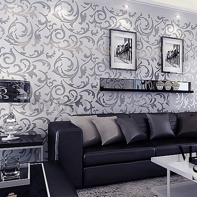 Leaves Pattern Luxury Grey Textured Wallpaper Modern Gray Vinyl Wall Paper Roll Living Room Bedroom Background Home Decoration