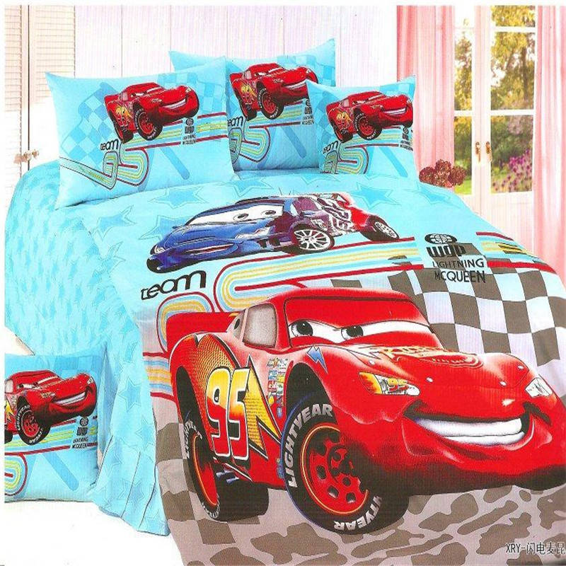 Lightning Mcqueen Cars Bedding Set Boy Girl Single Size Bed Cove