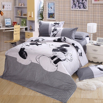 Mickey Mouse Bedding Sets Queen King Size Cartoon Black White