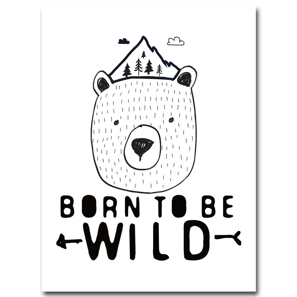 Motivational Quotes Posters Prints Bear Panda Poster Black White