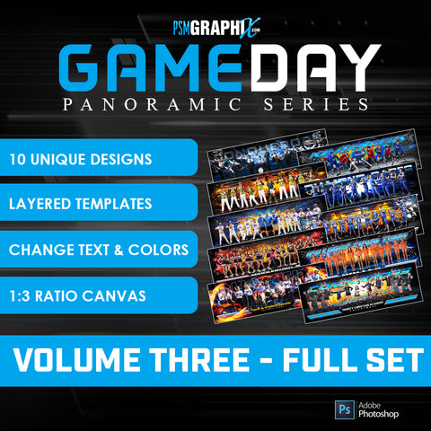 Bundle Template Set - Game Day Panoramics - Volume 3-Photoshop Template - PSMGraphix