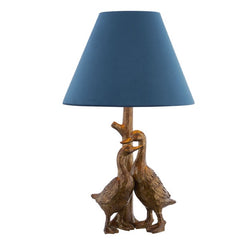 Gold Pair Of Ducks Table Lamp With Teal Shade