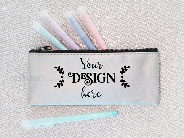 Download Pencil Case Mockup Pastels, zipper bag mock-up, silver ...