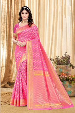 Silk Jacquard Pink Saree