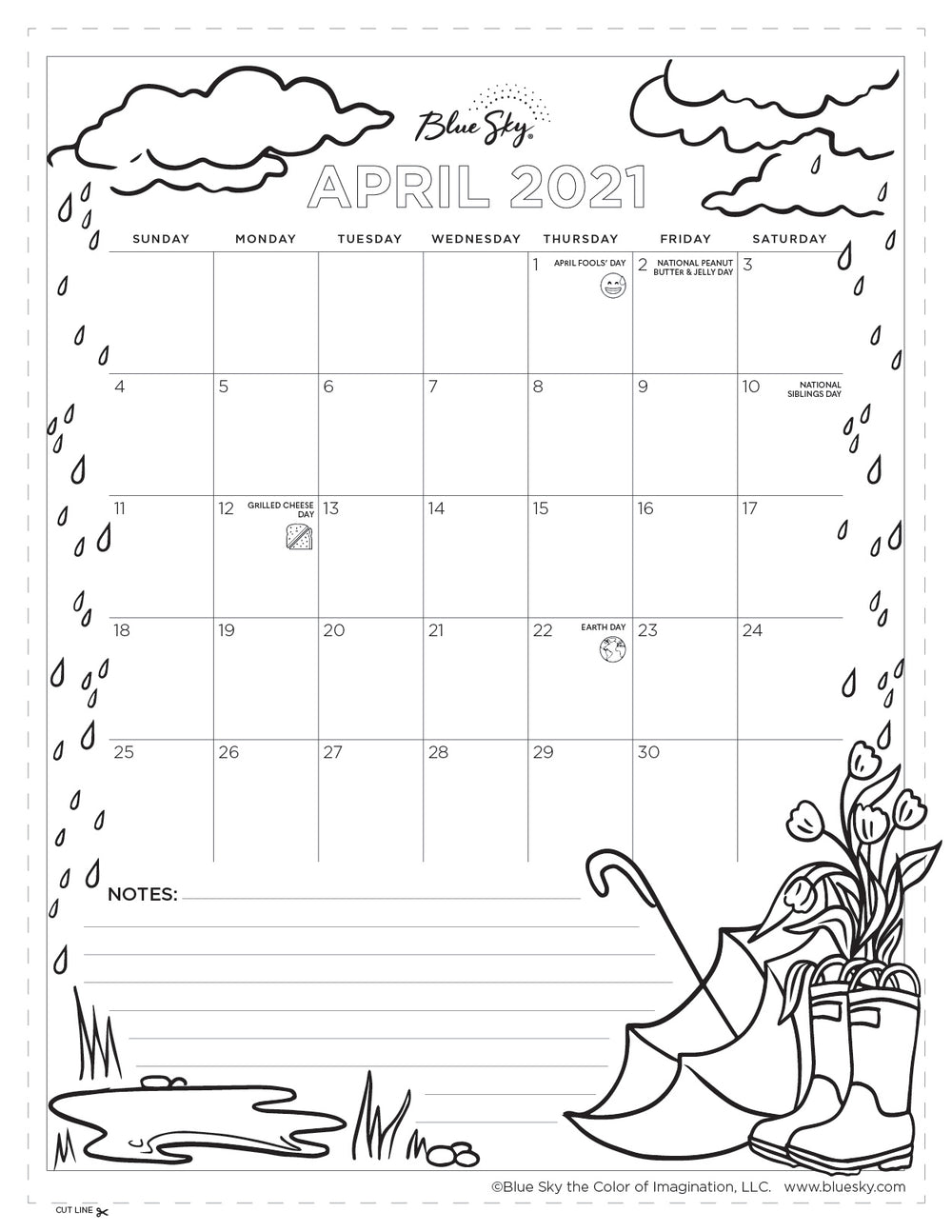 printable calendars blue sky