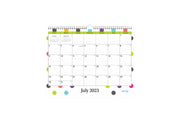 July 2023 - June 2024 Wall calendar for academic school year featuring lined writing space and poka dot design with silver twin wire-o binding 15x12