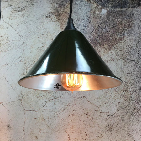 Reclaimed rustic green ceiling light for home bar