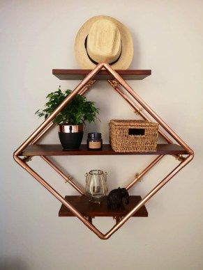 copper conduit shelving idea for industrial farmhouse bedroom