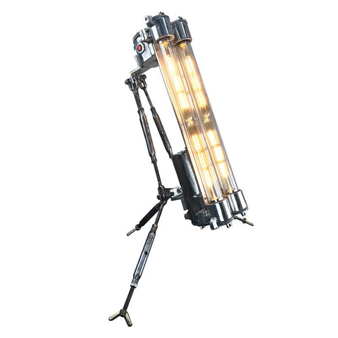 Industrial style floor lamp perfect for lighting a drinks trolley home bar. 