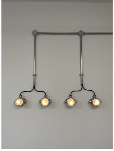 metal conduit lighting idea for industrial farmhouse bedroom