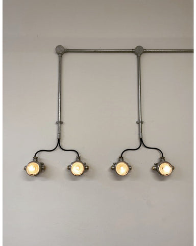 Small outdoor industrial wall spot lights with conduit