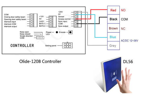 olide-120b swing door opener controller wiring with dl56 touchless sensor switch