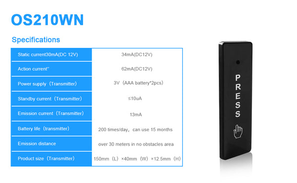 202g wireless push button technical specifications