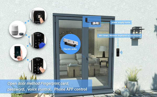 Olide WiFi Access Control Kit Fingerprint Keypad and Microwave Sensor Door Open System Residential&Office